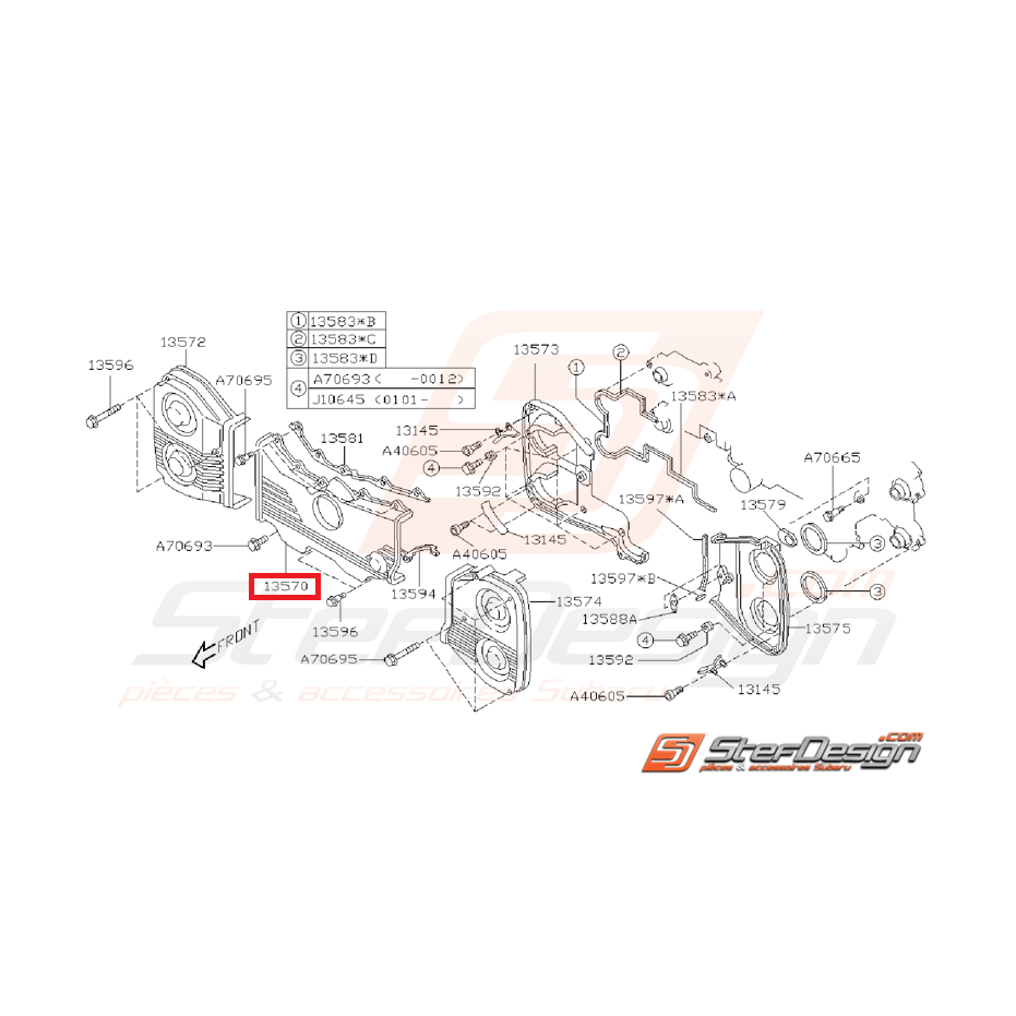 Carter de distribution central pour GT 93-00 WRX/STI 01-14 Carter de distribution central pour GT 93-00 WRX/STI 01-14