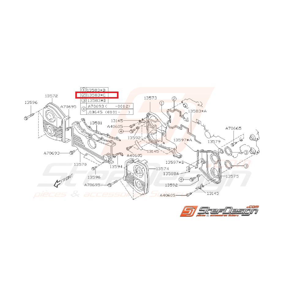 Joint N°3 couvercle distribution GT 99-00 WRX/STI 01-14 Joint N°3 couvercle distribution GT 99-00 WRX/STI 01-14