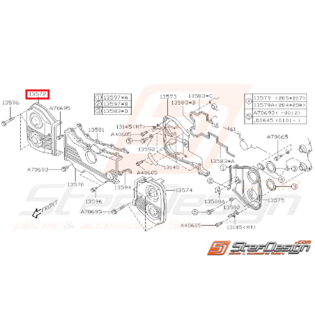 Carter de distribution avant droit WRX 06-11 STI 01-07