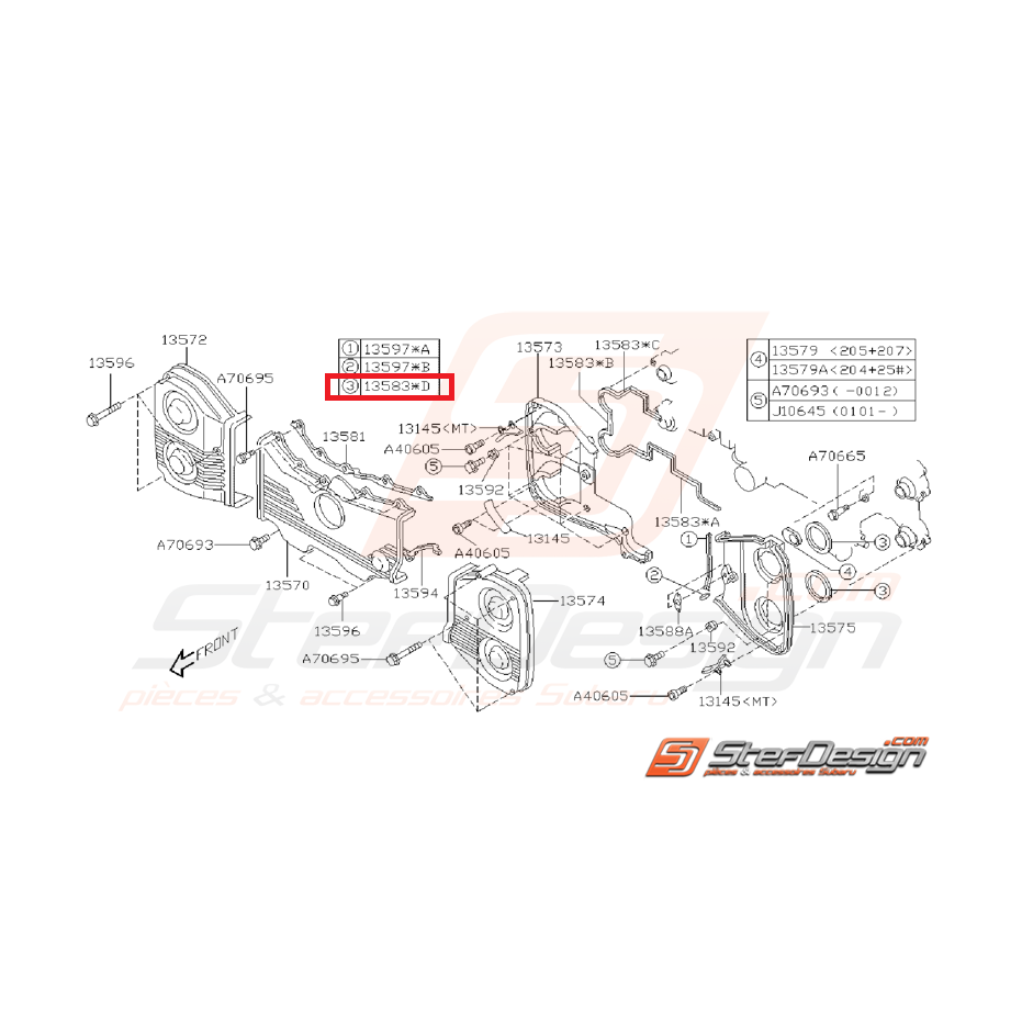 Joint de carter de distribution GT 99-00 WRX/STI 01-14 Joint de carter de distribution GT 99-00 WRX/STI 01-14