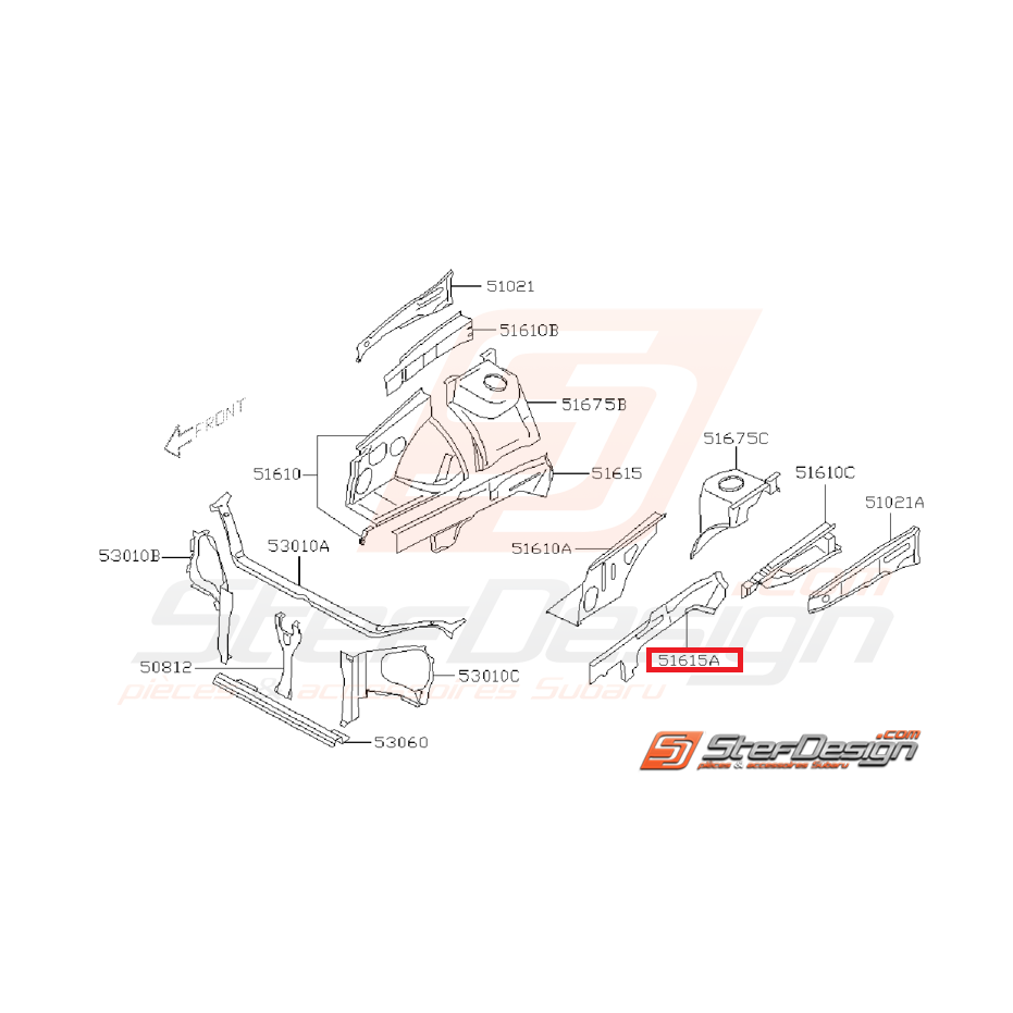 Plaque fermeture gauche d'aile face avant WRX/STI 06-07