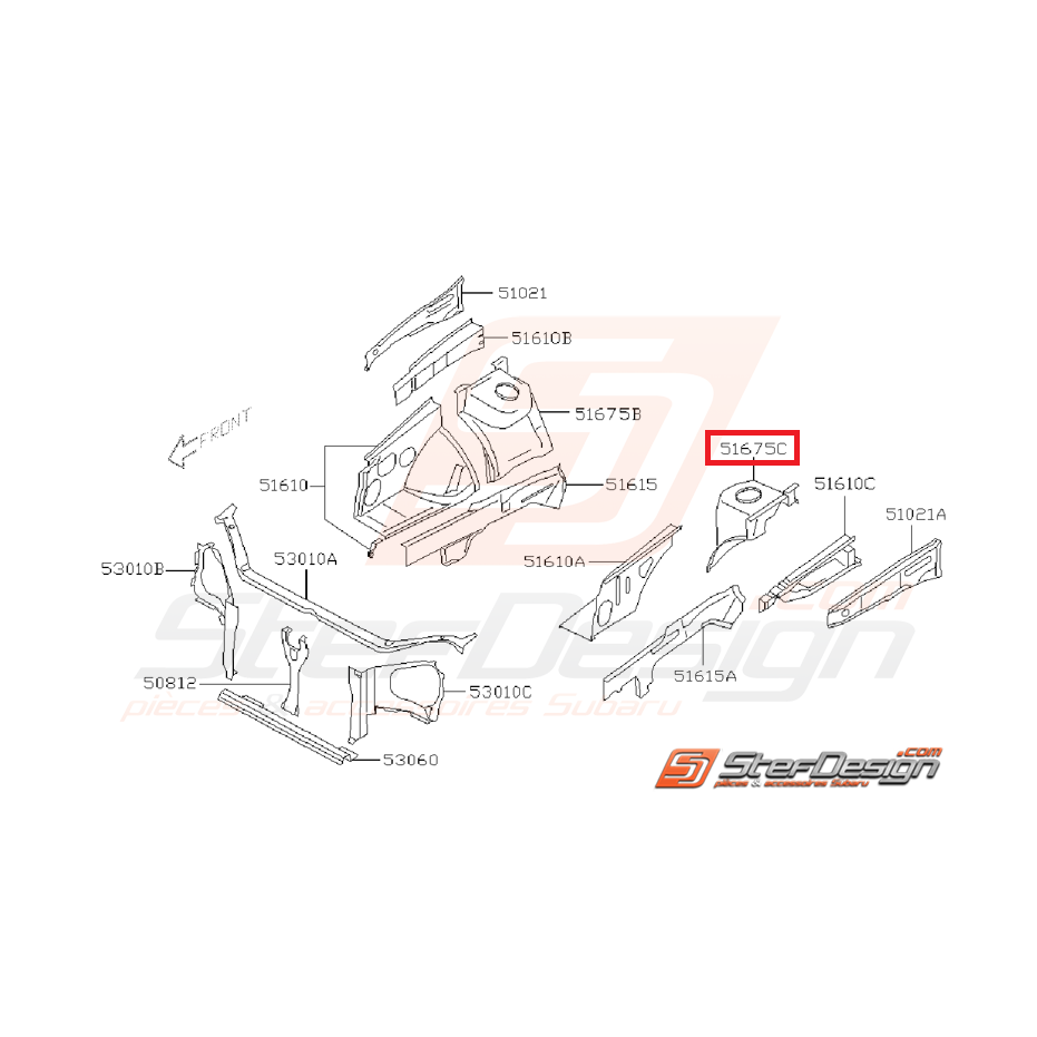 Tôle support suspension face avant gauche WRX/STI 2006