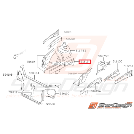 Plaque de fermeture d'aile face avant WRX/STI 01-05