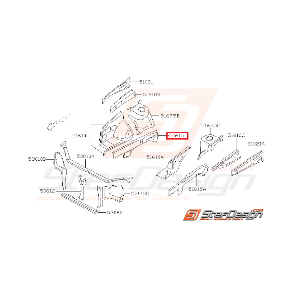 Plaque de fermeture d'aile face avant WRX/STI 01-05