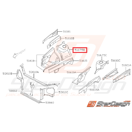 Tôle de support suspension face avant droit WRX/STI 01-07