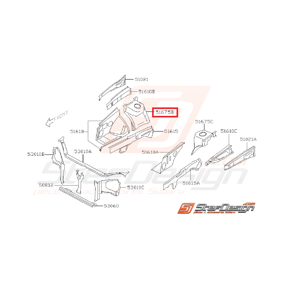 Tôle de support suspension face avant droit WRX/STI 01-07