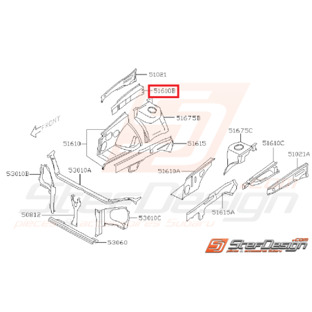 Contre aile inférieur face avant WRX/STI 01-07