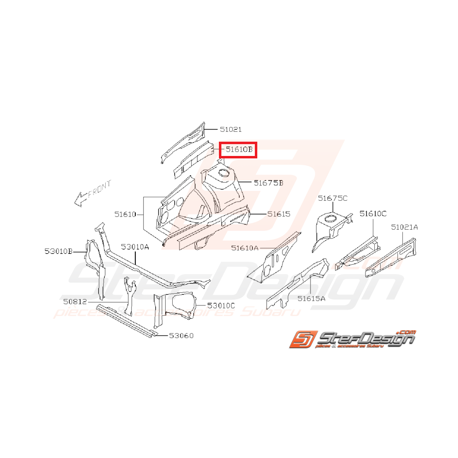 Contre aile inférieur face avant WRX/STI 01-07