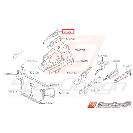 Contre aile supérieur face avant WRX/STI 01-07