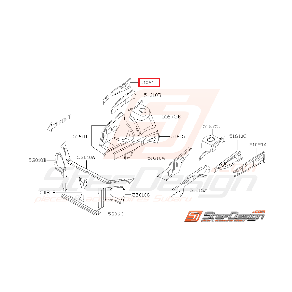 Contre aile supérieur face avant WRX/STI 01-07