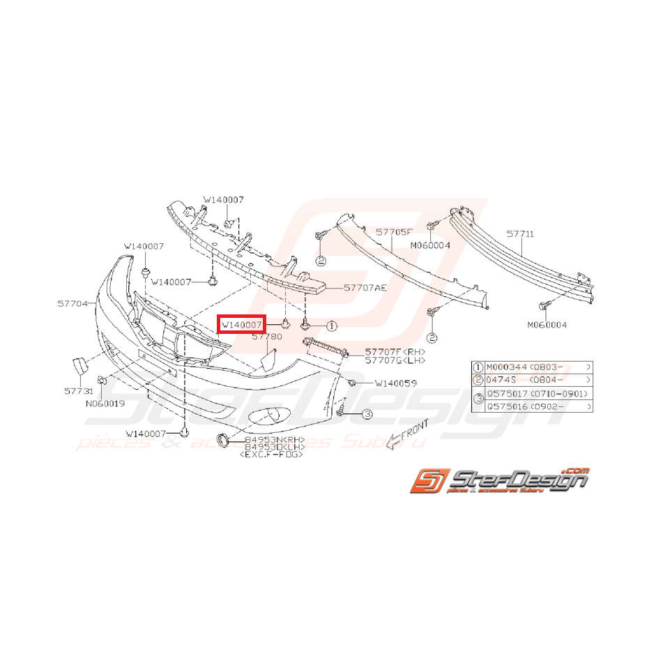 Clips de pare choc avant et arrière WRX/STI 01-14 et BRZ