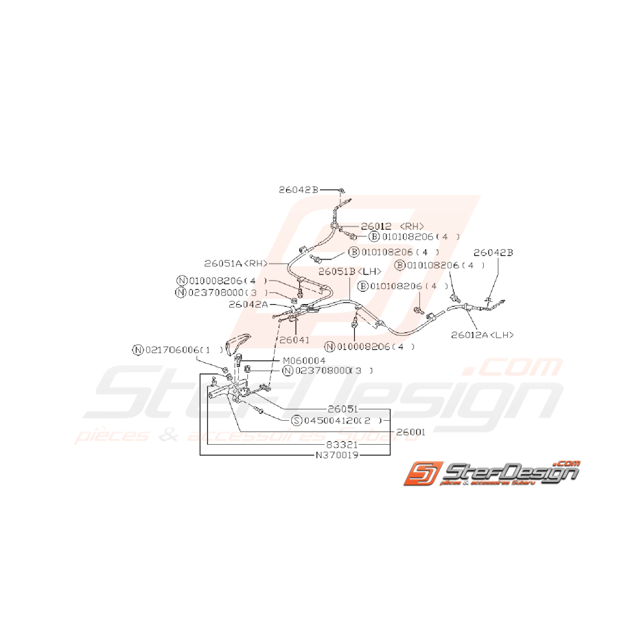 Ensemble Levier de Frein a Main Subaru GT 1998 - 2000 Ensemble Levier de Frein a Main Subaru GT 1998 - 2000