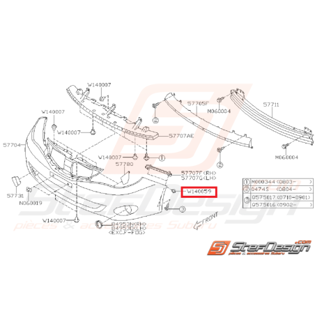 Clips pare choc avant STI/WRX 08-14