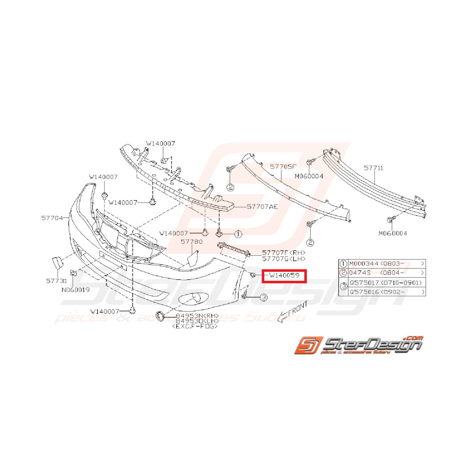 Clips pare choc avant STI/WRX 08-14