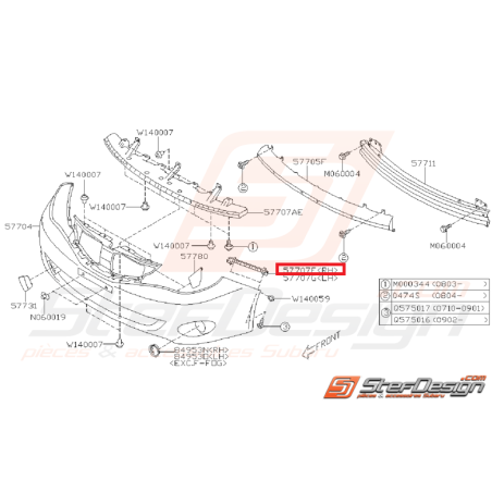 Support latéral de pare choc avant SUBARU WRX 08-11