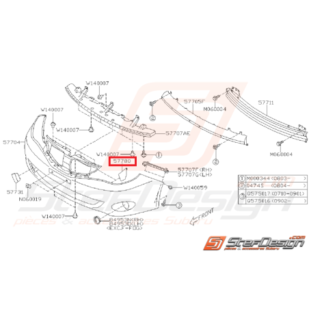 Joint pare-choc avant SUBARU WRX/STI 08-14