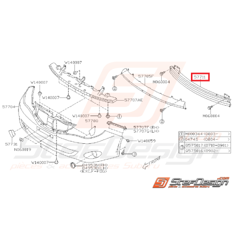 Renfort pare-choc avant STI/WRX 08-14