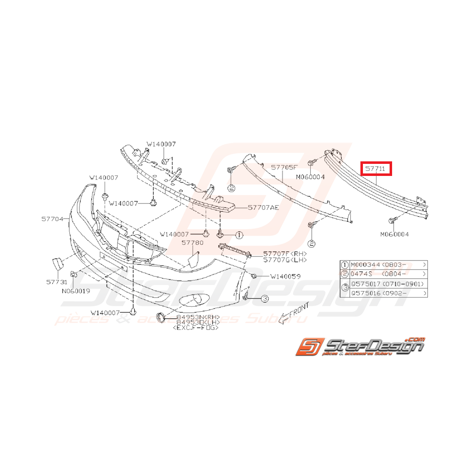 Renfort pare-choc avant STI/WRX 08-14