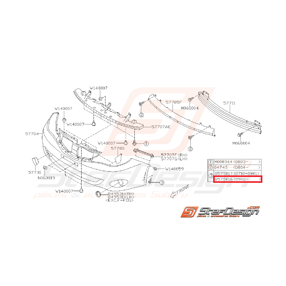 Vis de fixation de pare choc STI 10-14 WRX 09-11