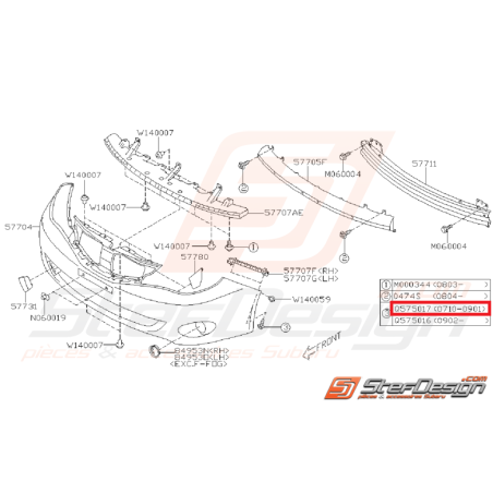 Vis pare choc arrière et avant STI 10-14 WRX 08 au 01/09 