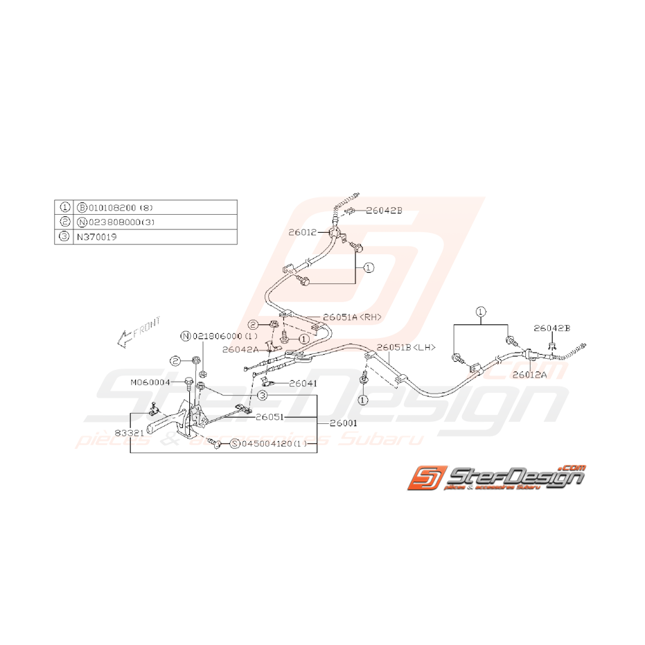 Ensemble Levier de Frein a Main SUBARU STI 2001 - 2002 Ensemble Levier de Frein a Main SUBARU STI 2001 - 2002