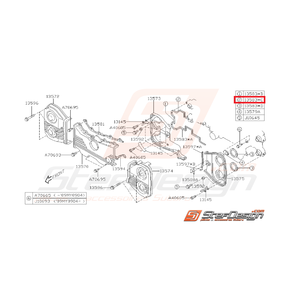 Joint N°3 couvercle distribution GT 99-00 WRX/STI 01-14 Joint N°3 couvercle distribution GT 99-00 WRX/STI 01-14
