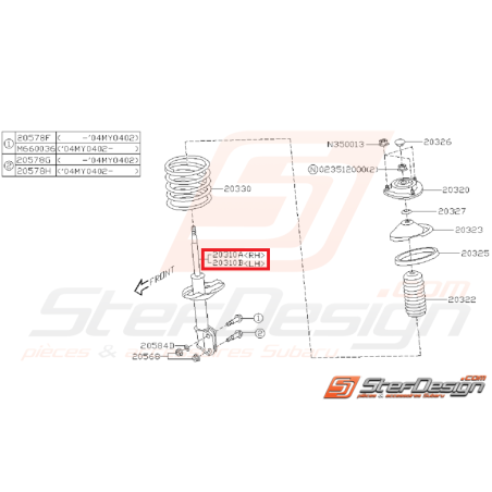 Amortisseur avant origine subaru STI 2004