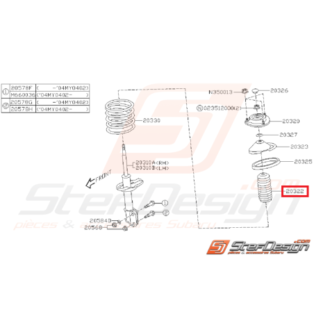 Cache poussière amortisseur avant SUBARU WRX 05-07 / STI 01-07