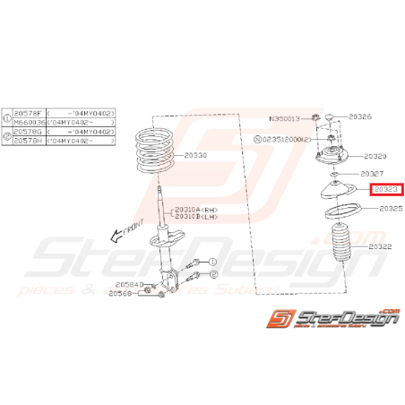 coupelle inférieur siège de ressort avant GT WRX STI