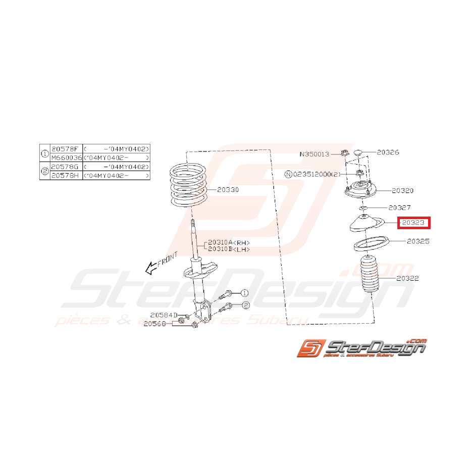 coupelle inférieur siège de ressort avant GT WRX STI