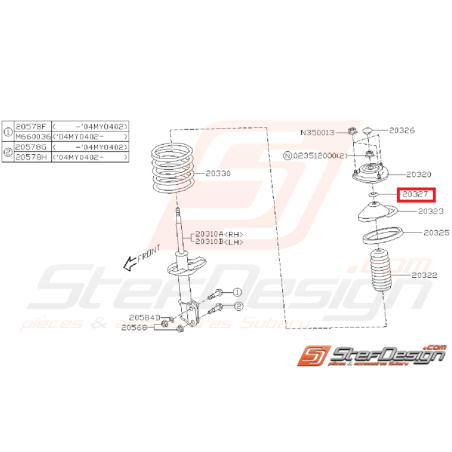 Entretoise de coupelle amortisseur avant GT WRX STI