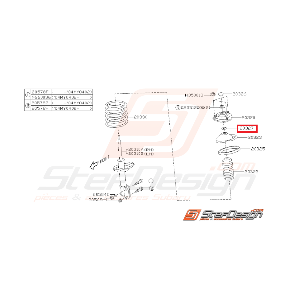 Entretoise de coupelle amortisseur avant GT WRX STI