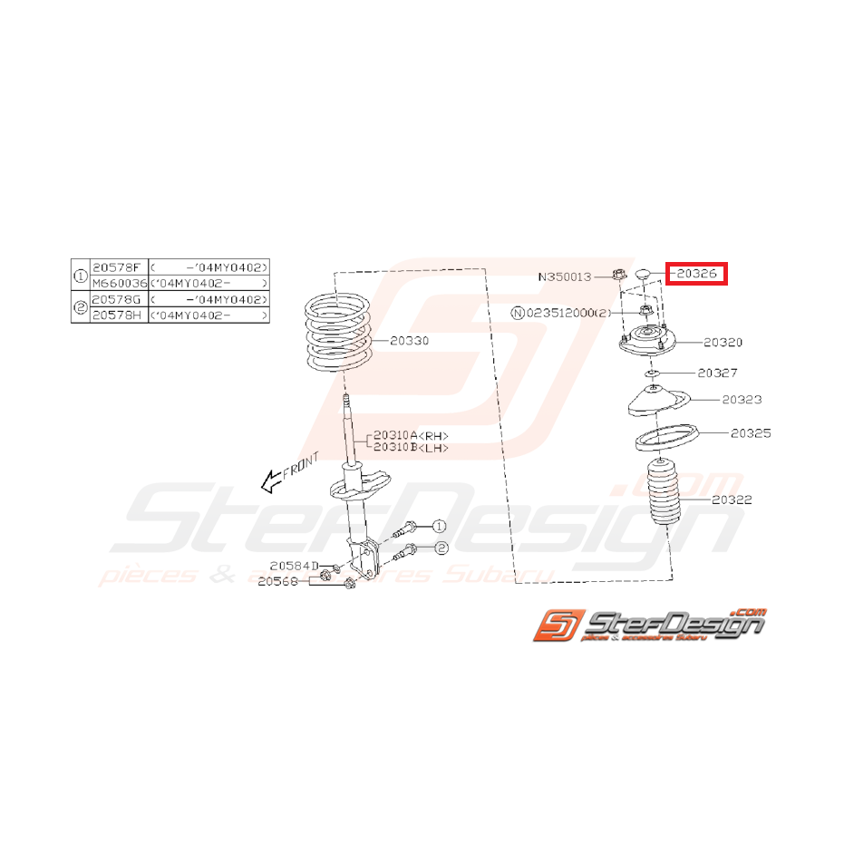 Pare poussière amortisseur avant SUBARU STI 01-14 Pare poussière amortisseur avant SUBARU STI 01-14