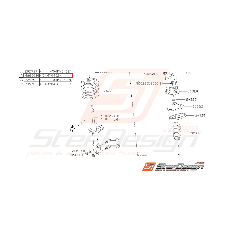 Vis supérieure d'amortisseur avant SUBARU WRX 2008 Diesel Vis supérieure d'amortisseur avant SUBARU WRX 2008 Diesel