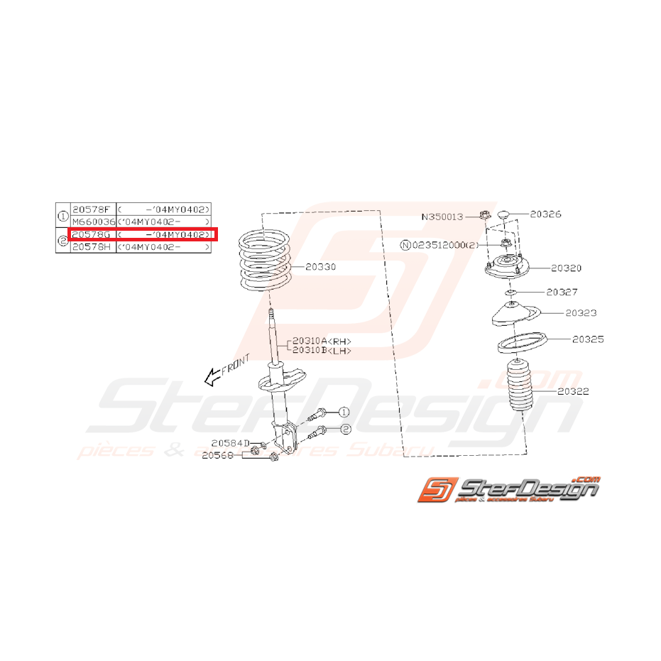 Vis amortisseur avant /arrière SUBARU 