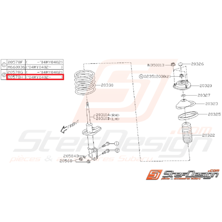 Vis fixation inférieur d'amortisseur avant WRX/STI 04-07 