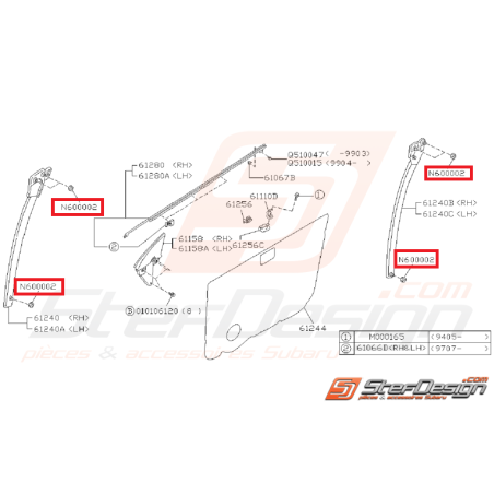 Ecrou auto-bloquant porte SUBARU IMPREZA GT 93-00