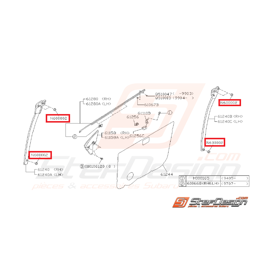Ecrou auto-bloquant porte SUBARU IMPREZA GT 93-00 Ecrou auto-bloquant porte SUBARU IMPREZA GT 93-00