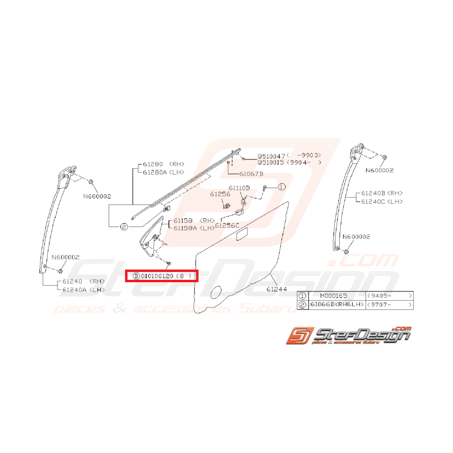 Vis de fixation de gousset rétroviseur GT 93-00 Vis de fixation de gousset rétroviseur GT 93-00