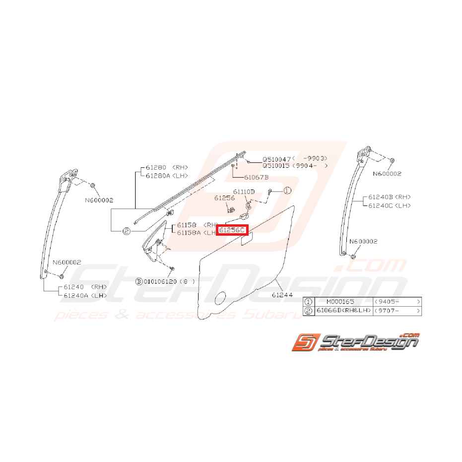 Stabilisateur intérieur vitre SUBARU GT 93-00 et arrière WRX/STI 01-07 Stabilisateur intérieur vitre SUBARU GT 93-00 et arrière WRX/STI 01-07
