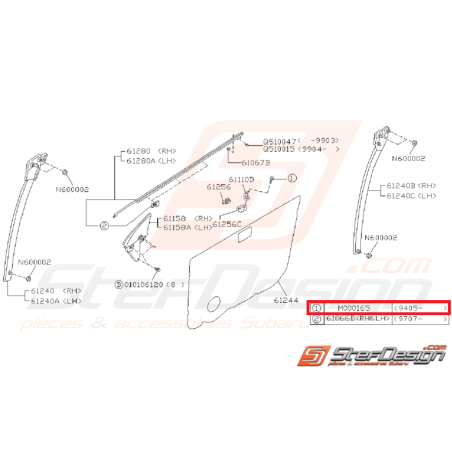 Vis fixation support lèche-vitre avant GT du 05/1994 à 2000