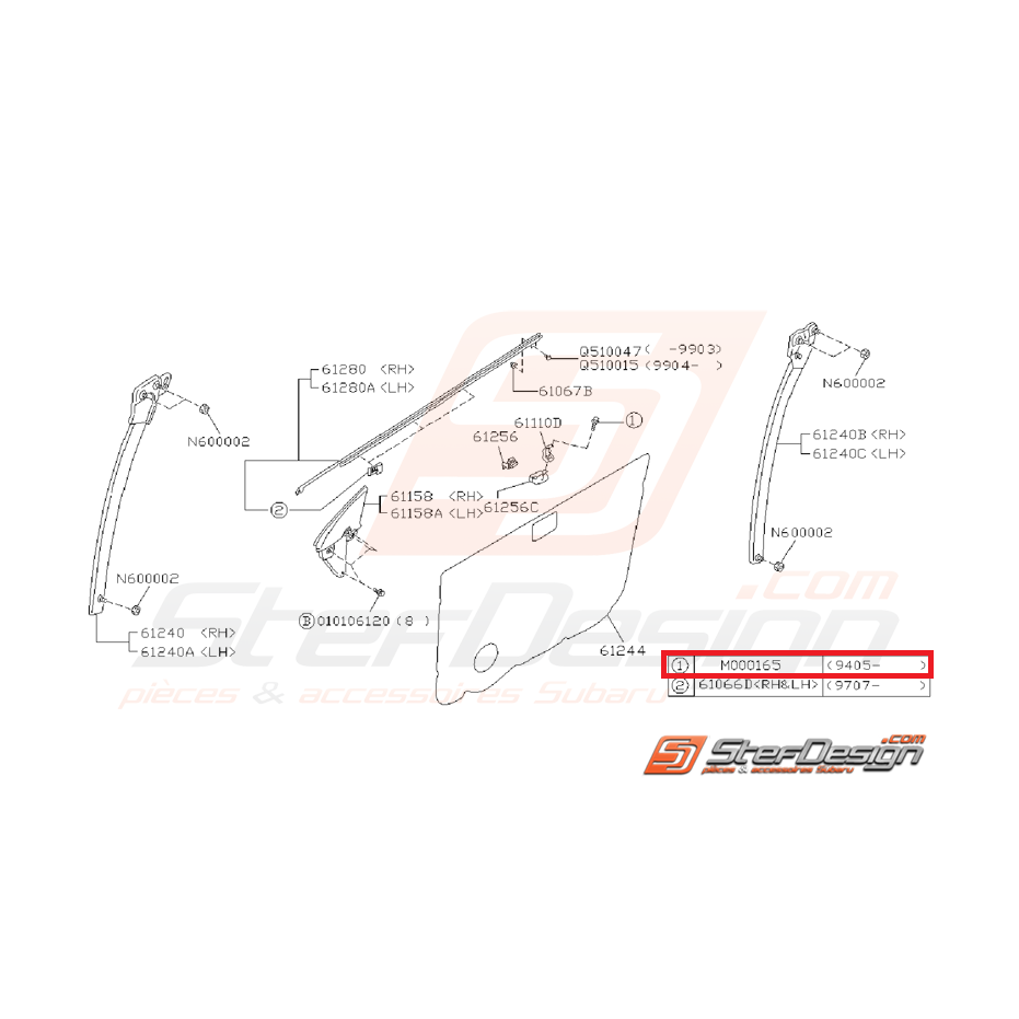 Vis fixation support lèche-vitre avant GT du 05/1994 à 2000 Vis fixation support lèche-vitre avant GT du 05/1994 à 2000