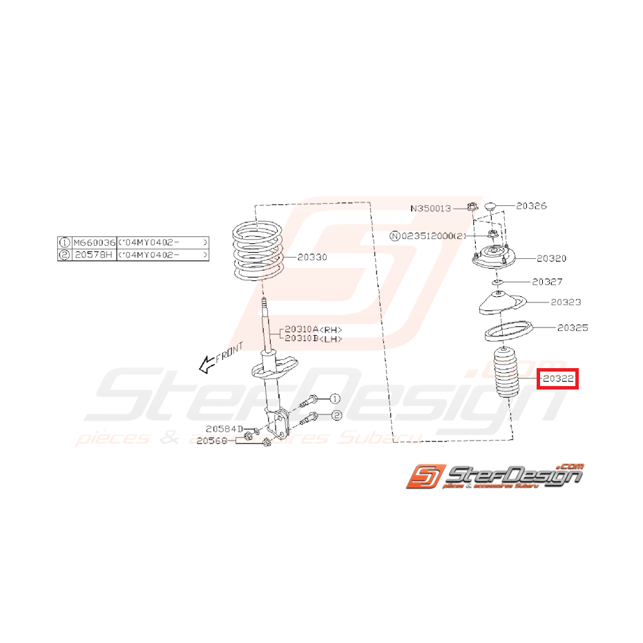 Cache poussière amortisseur avant SUBARU WRX 05-07 / STI 01-07