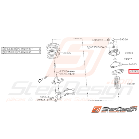 Siège caoutchouc de ressort  avant GT 93-00 STI 01-05 WRX 01-07