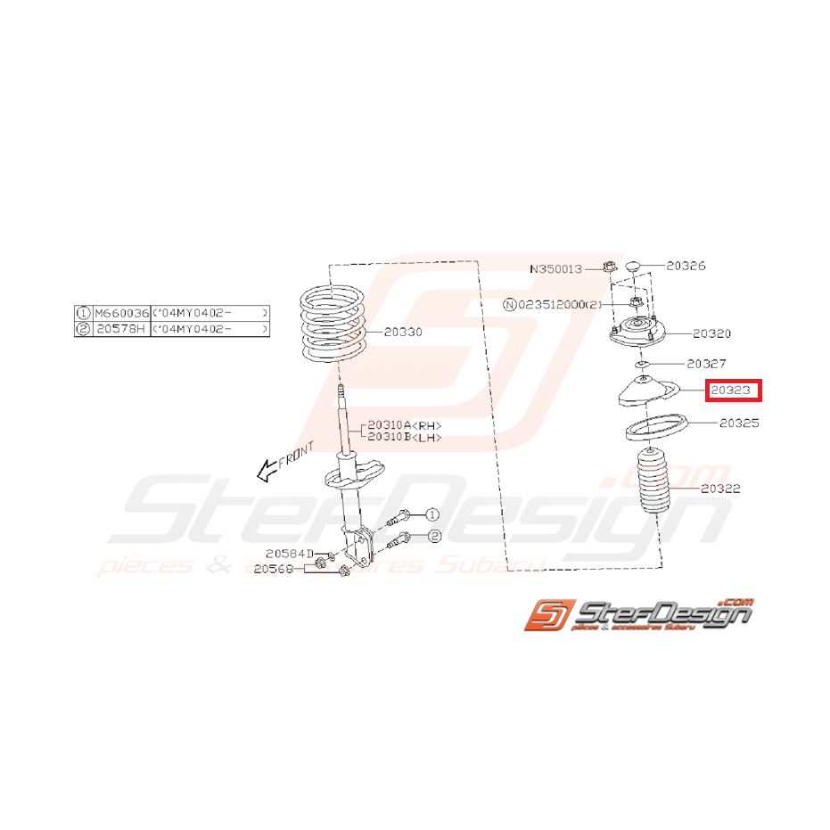 coupelle inférieur siège de ressort avant GT WRX STI