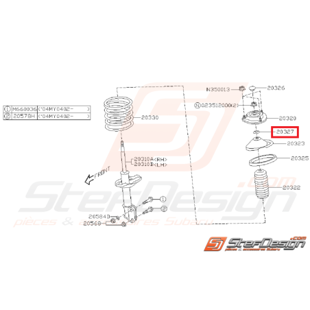 Entretoise de coupelle amortisseur avant GT WRX STI