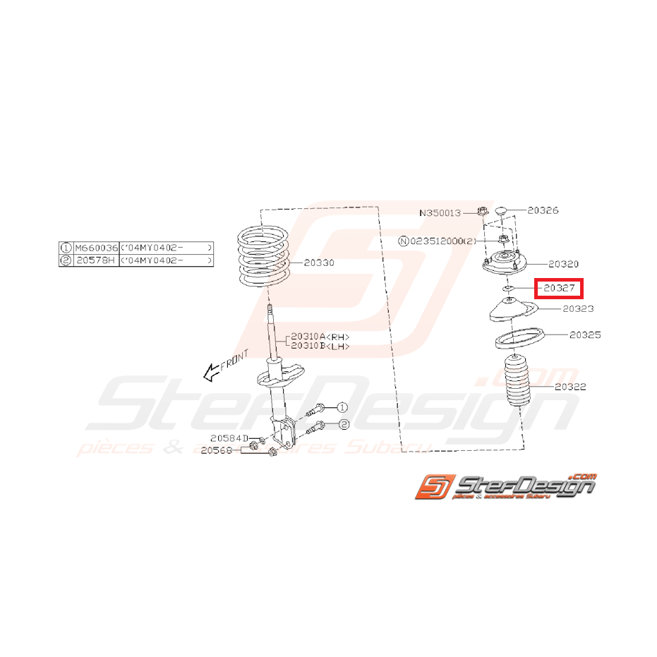 Entretoise de coupelle amortisseur avant GT WRX STI
