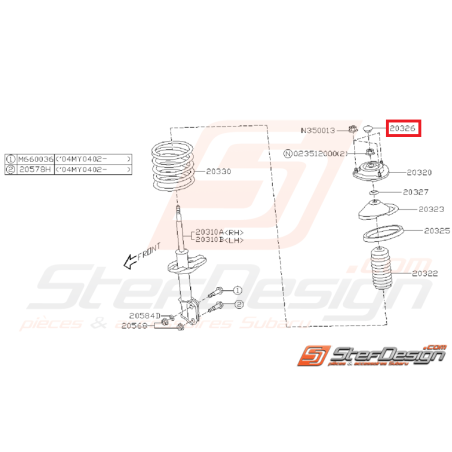 Pare poussière amortisseur avant SUBARU STI 01-14