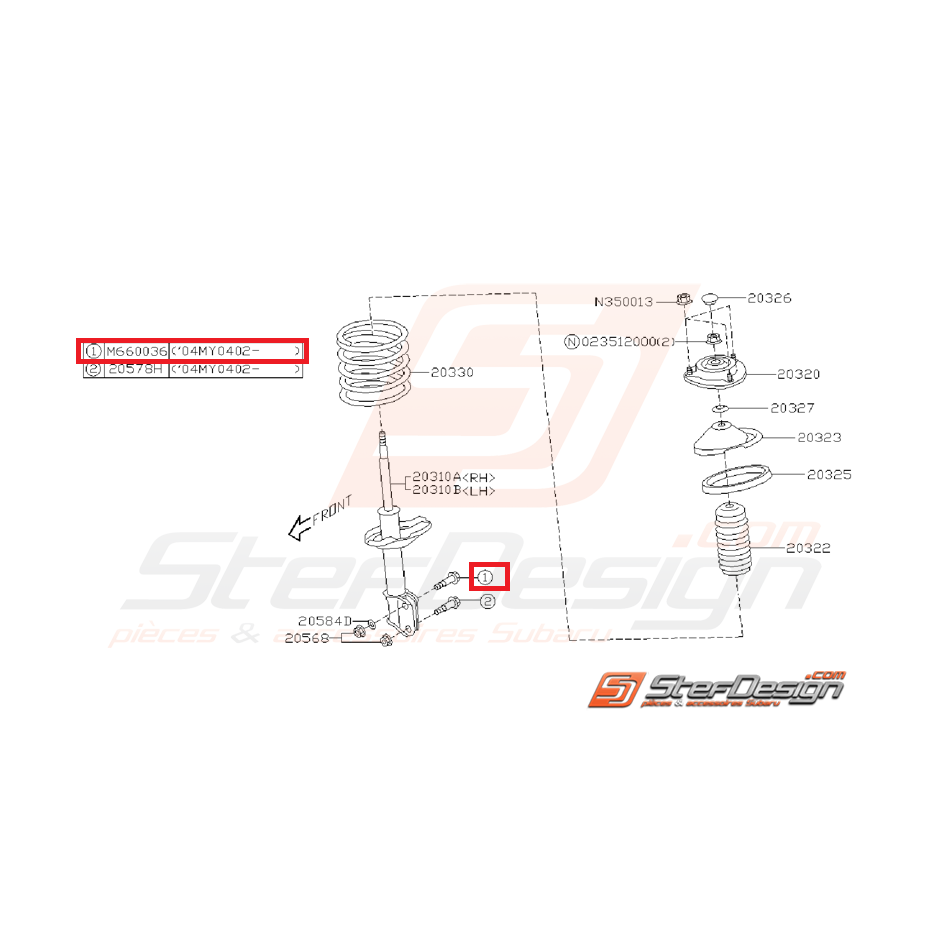 Vis supérieure d'amortisseur avant SUBARU WRX 2008 Diesel Vis supérieure d'amortisseur avant SUBARU WRX 2008 Diesel
