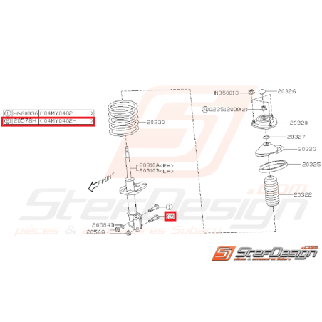 Vis fixation inférieur d'amortisseur avant WRX/STI 04-07 